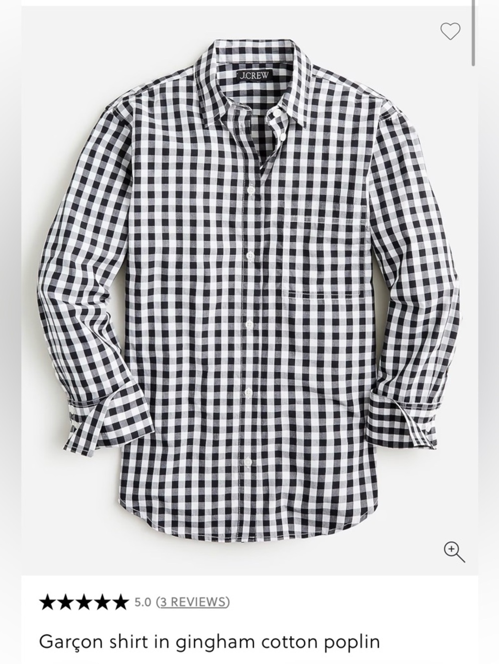 J. Crew Women’s Garçon shirt in gingham cotton poplin SIZE 10